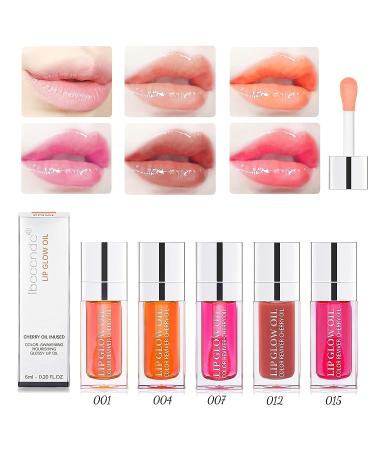 Hydrating Lip Oil Set - Plumping Gloss & Nourishing Mask - Non-Sticky Tinted Lip Care with Big Brush Head - Rosewood & Cherry Shades - Buy Online on GoSupps.com