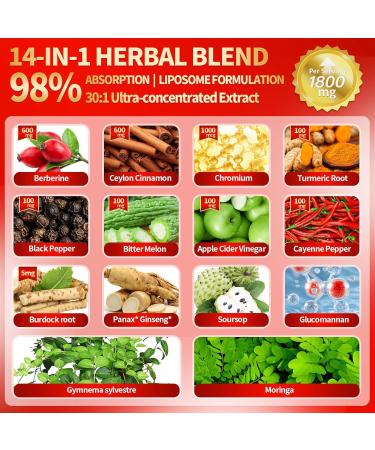 14-in-1 Berberine with Ceylon Cinnamon Supplement Liquid Drops 1800mg + 30:1 Liposomal Tech with Cayenne Pepper Soursop Chromium Bitter Melon Moringa Turmeric Glucomannan 2 Bottles - Buy Online on GoSupps.com