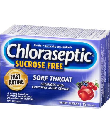 Chloraseptic Fast Acting Sore Throat Lozenges with Soothing Liquid Centre Sugar Free Berry Cherry Flavour 15 Lozenges - Buy Online on GoSupps.com