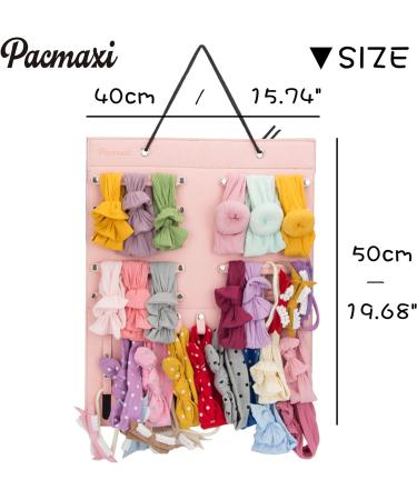 PACMAXI Hanging Baby Girl Headbands Organizer - Newborn Headbands and Bows Holder (10 Snap Band + 18 Snaps Pink) - Buy Online on GoSupps.com