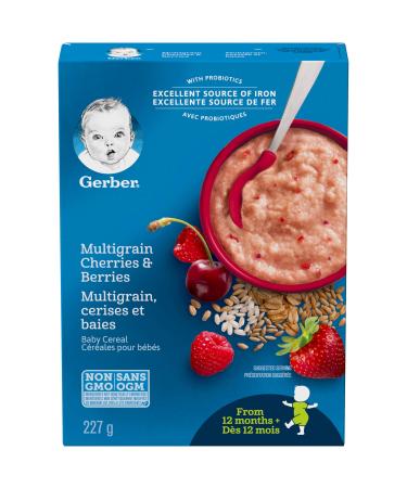 GERBER CEREAL Cherries & Berries with 5 Grain Cereal Toddler Food Cereal 12+ months 227 g 6 Pack Cherries Berries with 5 Grain Cereal