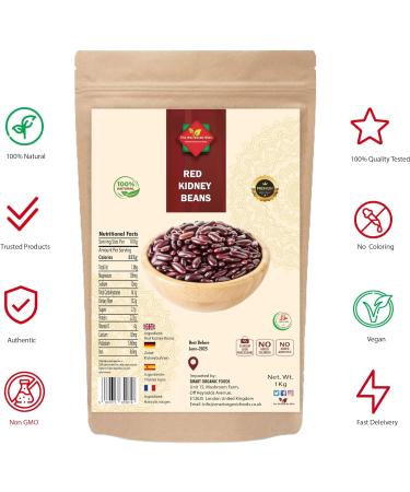 Raw Red Kidney Beans - GMO Free, 100% Natural, Premium Quality (1 KG) - Buy Online on GoSupps.com