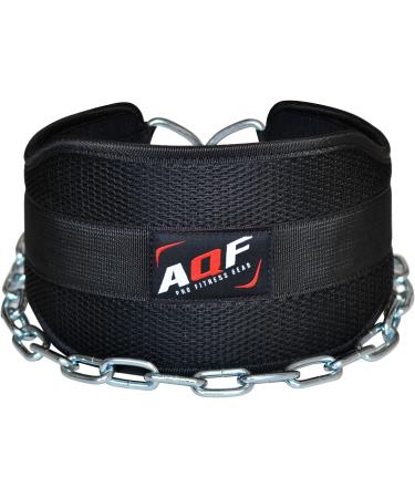 Buy AQF Dip Belt with Steel Chain - Neoprene Fitness Weight Lifting & Bodybuilding Dip Belt for Men - Durable Black Weight Belt for Dips - Buy Online on GoSupps.com