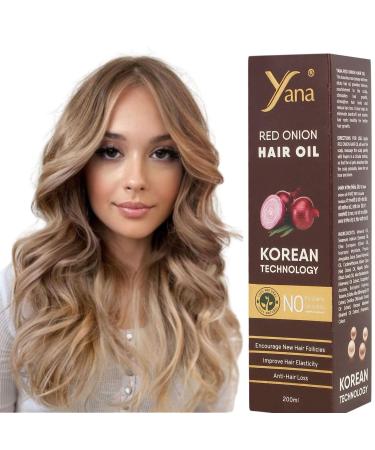 Yana Red Onion Hair Oil - Organic Onion Juice for Hair Growth with Pure Onions Bhringraj Black Seed Almond & Olive - Essential Treatment Serum for Men & Women - Red Onion Oil for Hair Growth