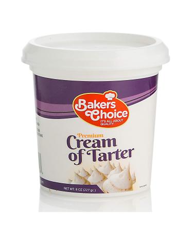 Premium Cream of Tartar for Baking and Cooking Ingredient - Cream of Tarter Powder - Prevents Sugar From Binding and Crystalizing - 8 oz. - Non Dairy, Kosher - By Bakers Choice