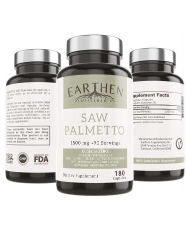 Saw Palmetto Supplement | Made with Organic Ingredients | 1500mg Per Serving - 180 Capsule 90 Servings | Vegan Friendly | China Free Ingredients | Non-GMO