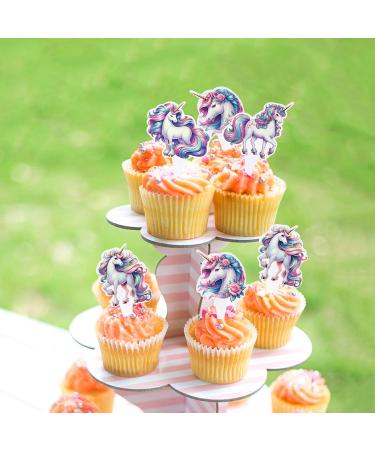 Cyodoos 24PCS Unicorn Cupcake Toppers Unicorn Theme Birthday Party Cute Decorating Supplies for Boy Girl Birthday Party Baby Shower Party Supplies Decoration (two-sided) Color - Buy Online on GoSupps.com