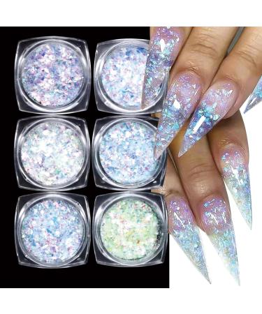 GZSYY Nail Glitter Sequins Splarkly Laser Nail Sequins 6PCS Glitter Nails Powder Set Holographic Powder Nail Color13