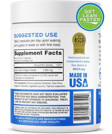 XEELA Apple Cider Vinegar Capsules with The Mother - Weight Management & Appetite Control for Men & Women - Boost Metabolism & Get Lean - Buy Online on GoSupps.com