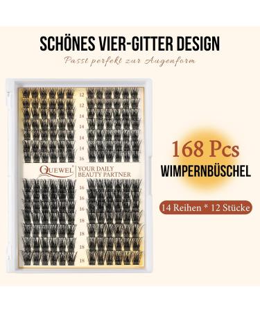 Cluster Lashes Quewel 168pcs - C Curl 12-18mm Eyelash Extensions - Soft & Light Volume False Eyelashes for Home Use - Buy Online on GoSupps.com