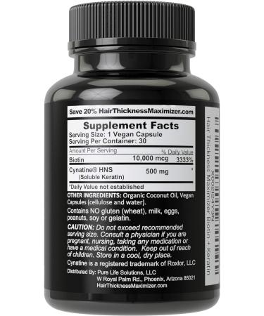 Keratin Hair Treatment Supplement + Biotin 10000mcg - Vegan Hair Growth Vitamins with Cynatine Keratin. Hair Loss Pills for Men and Women - Buy Online on GoSupps.com