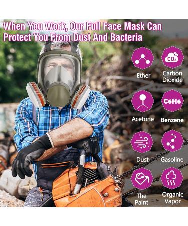 Full Face Respirator Mask - Organic Vapor Gas Mask for Painting Sanding Welding Polishing Perfect for Cutting Paint Work - Buy Online on GoSupps.com