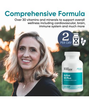 Nutri Supreme Active 50 Plus, CoQ10, Lutein, ALA, and Turmeric, Advanced Formula for Healthy Aging and Vitality, 120 Vegetable Capsules - Buy Online on GoSupps.com