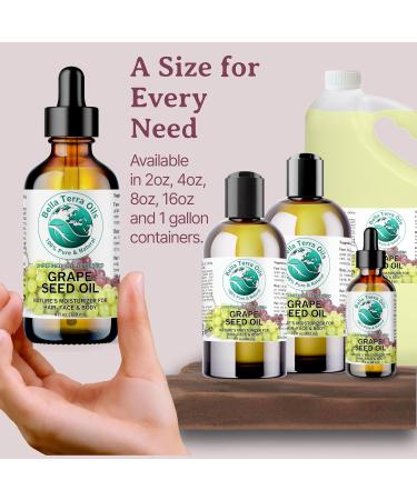 Bella Terra Oils Pure Grape Seed Oil - Antioxidant-Rich Lightweight 1 Gallon for Radiant Skin & Frizz-Free Hair (Pack of 10 - 12.8 Fl Oz) - International Shipping Available - Buy Online on GoSupps.com