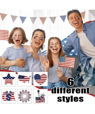 Patriotic Temporary Tattoos - 120 Metallic 4th of July Stickers for Men & Women - American Flag Red White Blue Decor - USA Independence Day Party Favors - Buy Online on GoSupps.com