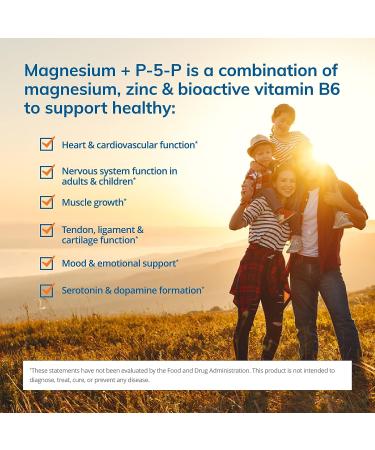 Euromedica Magnesium + P-5-P Capsules - Bio-Active Vitamin B6 with Magnesium & Zinc - Heart Health Energy Mood Support - Non-GMO Vegan Kosher - 60 Servings - Buy Online on GoSupps.com