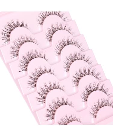 Eyelashes Wispy Natural False Lashes 3D C Curl Eye Lashes Clear Band Short Russian Strip Lashes that Look Like Extensions Reusable Fake Eyelashes Asian Fake Lashes Pack by Goddvenus short lashes - Buy Online on GoSupps.com