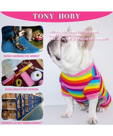 Tony Hoby Dog Suit - Soft Lightweight 4-Leg Dog Onesie for Small Medium Dogs | Rainbow Stripes Overall - Pink & Rainbow XL - Buy Online on GoSupps.com