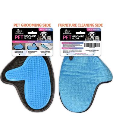 2-in-1 Pet Glove Grooming Tool & Furniture Hair Remover Mitt for Cats & Dogs | Gentle Deshedding Brush with Rubber Tips | Soft Massage Groomer Mitt - Buy Online on GoSupps.com