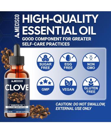Mecisco Clove Essential Oil Supplement for Toothache Oral Care Skin & Hair Clove Oil Organic 1 FL Oz - 30 ml - Buy Online on GoSupps.com