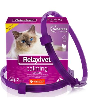 Cat Calming Collar & Pet Anti Anxiety Products - Feline Calm Pheromones Collars & Cats Stress Relief - Relaxivet Comfort Helps with Pee, New Zone, Aggression, Fighting with Dogs & Other Behavior 2 Count (Pack of 1) - Buy Online on GoSupps.com