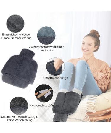 Electricity-Free Foot Warmer | 2L Heated Foot Bottle | Super Soft Winter Heating Mat for Cold Feet - Gray 38x32cm - Buy Online on GoSupps.com