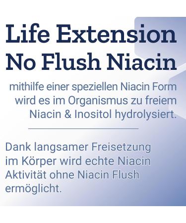 Life Extension No-Flush Niacin 100 Capsules | High Dose Vitamin B3 | Gluten-Free Soy-Free Non-GMO | Laboratory Tested - Buy Online on GoSupps.com