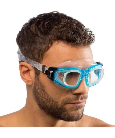 Cressi Galileo Adult Swim Goggles | Tempered Glass Lenses | No Distortion | Made in Italy | Clear/Aquamarine - Buy Online on GoSupps.com