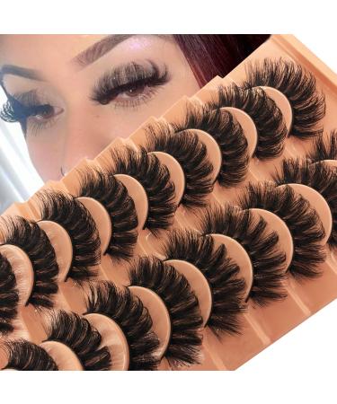 Mink Lashes Fluffy 16mm Wispy False Eyelashes 8D Full Volume Curly Russian Strip Lashes 10 Pairs Pack Dramatic Fake Eyelashes Look Like Extensions by TIMELABS 01 Curly Fluffy (F09)