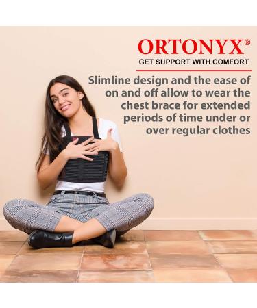 ORTONYX Sternum & Thorax Support Chest Brace - Rib Fracture & Open Heart Surgery Recovery - Adjustable Black Medium (33.5-37 - Buy Online on GoSupps.com