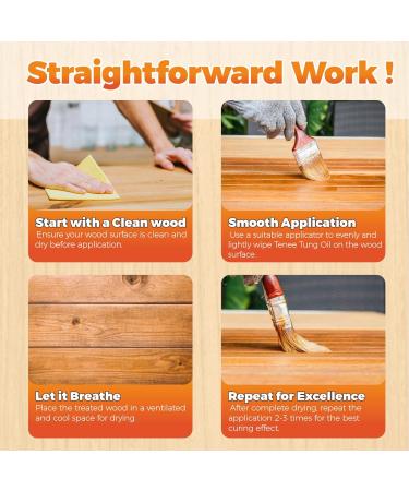 33 Fl Oz Pure Tung Oil - Waterproof Wood Finish for Food Safe Sealing & Protection | Strengthen Your Wood Projects - Buy Online on GoSupps.com