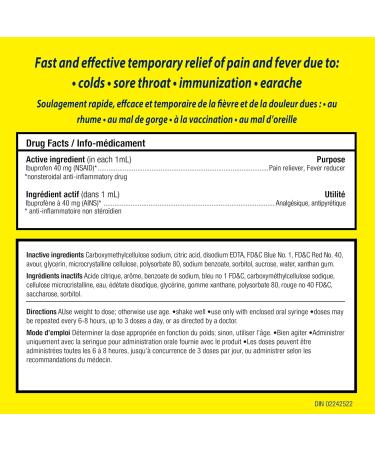 Advil Pediatric Drops Fever and Pain Reliever for Infants Grape Flavour 24 mL 24 ml (Pack of 1) Grape - Buy Online on GoSupps.com