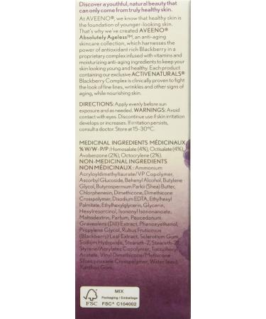 Aveeno Absolutely Ageless Daily Moisturizer SPF 30 Anti Aging Face Winkle Cream Antioxidant Blackberry Complex Vitamin C & E Bottle Pack of 1 50 mL - Buy Online on GoSupps.com