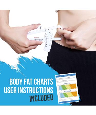 Skinfold Caliper & Body Tape Measure with BMI Calculator - Body Fat Percentage Charts Included - Buy Online on GoSupps.com