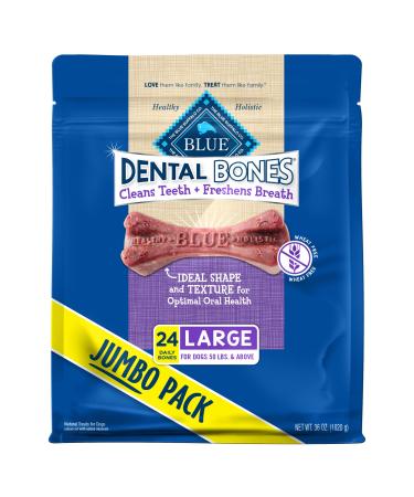 Blue Buffalo Dental Bones Natural Adult Dental Chew Dog Treats Large Bones 36 Ounce (Pack of 1)