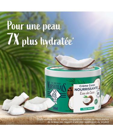 The Little Marseillais | Coconut Water Nourishing Body Cream (380ml jar) Moisturizing cream for dry skin Vegan formula 95% of natural origin - Buy Online on GoSupps.com