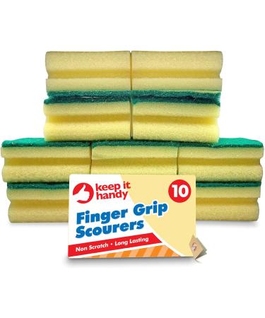 10pk Heavy Duty Sponge Scourer with Finger Grip | Multi-purpose Kitchen and Bathroom Cleaning Sponges and Scrubbers | SOL Sticker Included - Buy Online on GoSupps.com