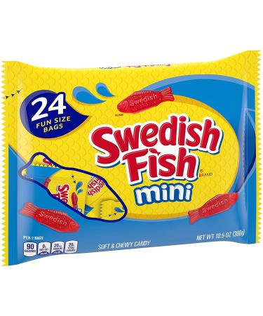 Swedish Fish Mini Soft & Chewy Halloween Candy - 24 Count (Pack of 6) Mixed-Fruit Assortment - Buy Online on GoSupps.com