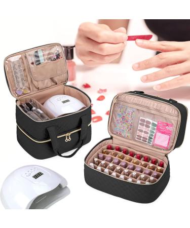YARWO Nail Polish Organizer Bag - Double Layers Case for 40 Bottles, Adjustable Dividers, Ideal Mothers Day Gift - Black (Bag Only) - Buy Online on GoSupps.com
