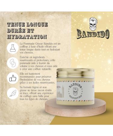 Bandido Grease Heavy Hold 125ml Men's Hair Wax Extra Strong Hold Intense Shine Styling Wax Oily Based Wax Ideal Men's Hair Gel Normal to Curly Hair - Buy Online on GoSupps.com