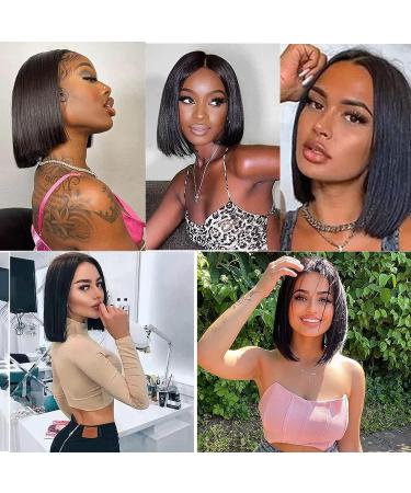 Bob Wig Human Hair 13x4 Lace Front 150% Density Brazilian Virgin Straight Bob Wigs (12 Inch) - Dily's - Buy Online on GoSupps.com