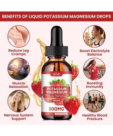 Potassium Magnesium Citrate Supplement Liquid Magnesium Citrate Drops 500mg with Ashwagandha Calcium Zinc Vitamin D3 B6 B12 CoQ10 - Support Calm & Bone & Muscle & Immune Health Vegan 2 fl oz Strawberry 2 Fl Oz (Pack  - Buy Online on GoSupps.com