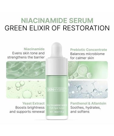 SkinHybrid Dark Spot Serum | Ultra Gentle Niacinamide Serum for Face | Dark Spot Remover for face with Prebiotic Concentrate | Pore Minimizer for Face Dark Spot Corrector & Redness Relief (30ml/1 oz) - Buy Online on GoSupps.com