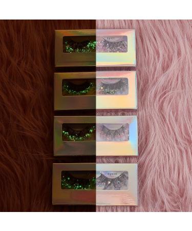 Buy NICENEEDED 4 Pairs Glitter & Colored False Eyelashes - Dramatic Faux Mink Strip Lashes for Cosplay Parties & Festivals - Buy Online on GoSupps.com