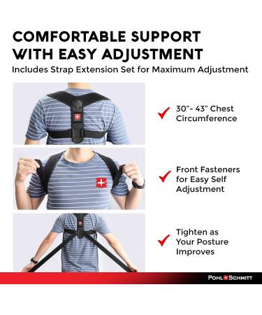 Pohl Schmitt Posture Corrector for Women and Men - Adjustable Back Brace for Body Alignment Support - Prevent Neck, Back, and Shoulder Pain - Black - Buy Online on GoSupps.com