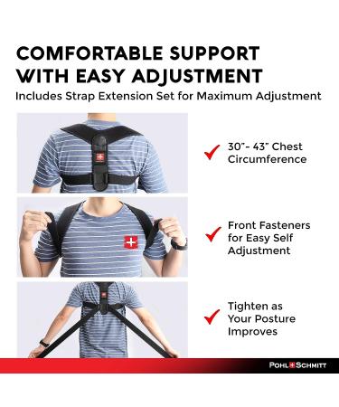 POHL SCHMITT Posture Corrector for Women and Men with Adjustable Back Straightener  Back Brace for Posture - Prevent and Relief Neck  Body Alignment Improvement & Support - Back & Shoulder Pain  Black - Buy Online on GoSupps.com
