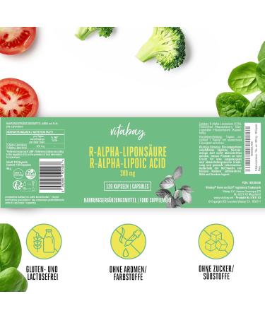 VITABAY R-Alpha Lipoic Acid 300mg | 240 Vegan Capsules | High Dose Antioxidant | Bioavailable & Lab-Tested Supplements | International Shipping Available - Buy Online on GoSupps.com
