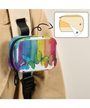 Pfrewn 7 Day Rainbow Watercolor Butterfly Pill Organizer | Portable Weekly Vitamin & Medicine Holder - Travel-Friendly Zipper Pouch - Buy Online on GoSupps.com