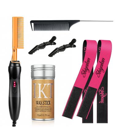 Hair Wax Stick, Slick Stick for Hair Non-Greasy Styling Hair Pomade Stick, Electric Hot Comb for Wigs, Hair Wax Stick Set with Lace Band, Rat Tail Comb, Hot Comb for Black Hair -7 Pcs - Buy Online on GoSupps.com