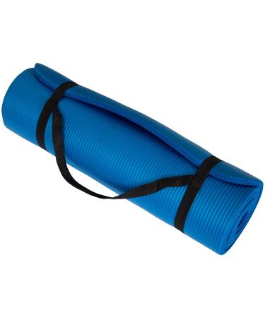 Extra Thick Yoga Mat Collection - Non Slip Comfort Foam, Durable Exercise Mat For Fitness, Pilates and Workout With Carrying Strap By Wakeman Fitness BLUE